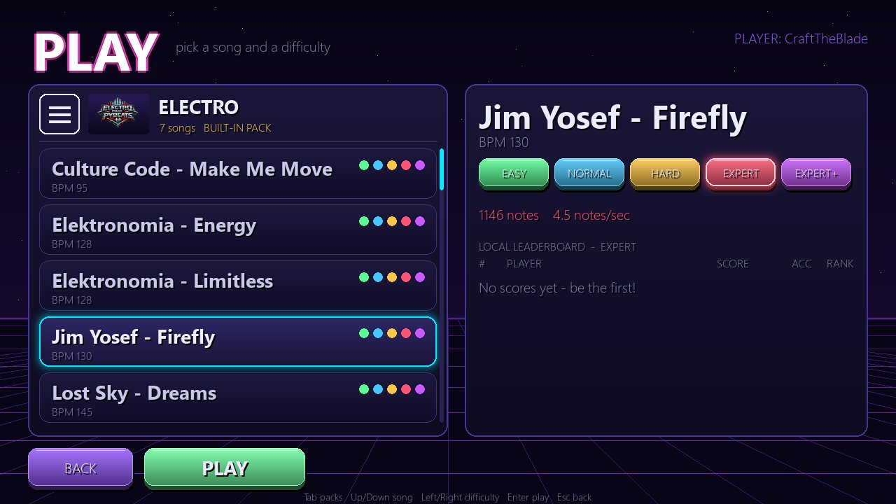 Song select with packs